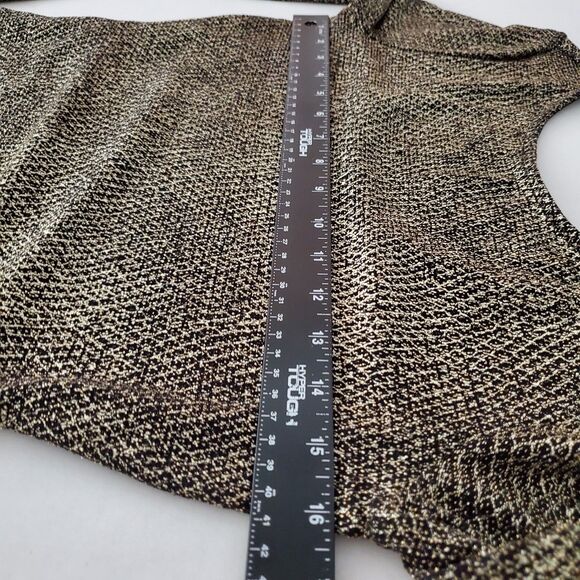 Gold Metallic Texture Black Long Sleeve Top Catherine Malandrino Sz S Shimmer - Picture 6 of 7